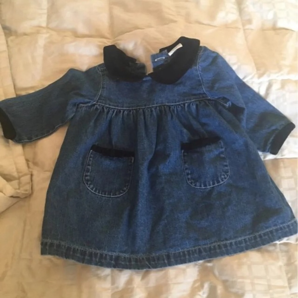 Old navy denim Jean baby dress vintage 6-12 months